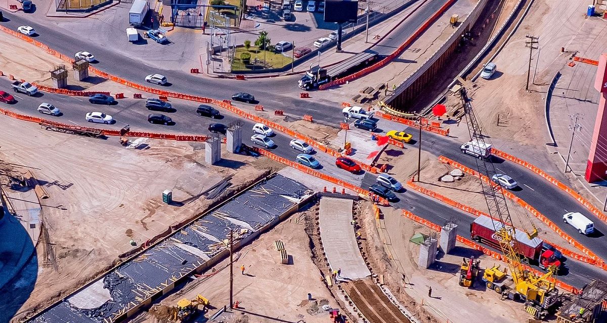 Avances del Distribuidor Vial Lázaro Cárdenas y Venustiano Carranza en Mexicali